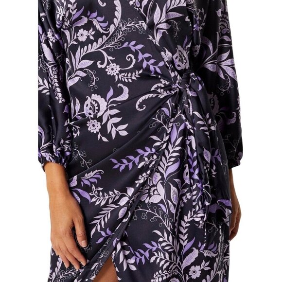 MISA Los‎ Angeles Size XS Sylvia Floral Wrap Midi Dress Indigo Vines MSRP $355 - Picture 6 of 14